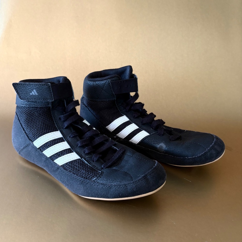 Adidas HVC Wrestling Shoes Mens 5.5 Black White High Top AQ3327 Boxing MMA